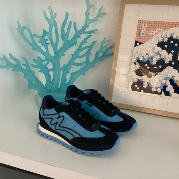 MARC JACOBS Leather Colorblock Pattern Blue Sneakers 37 US 7 - Picture 3 of 16